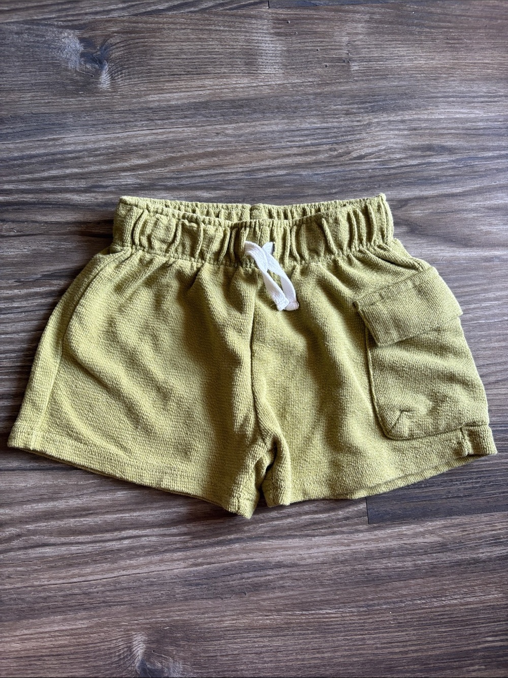 Boy Toddler Olive Green Drawstring Pocket Shorts- size 3T